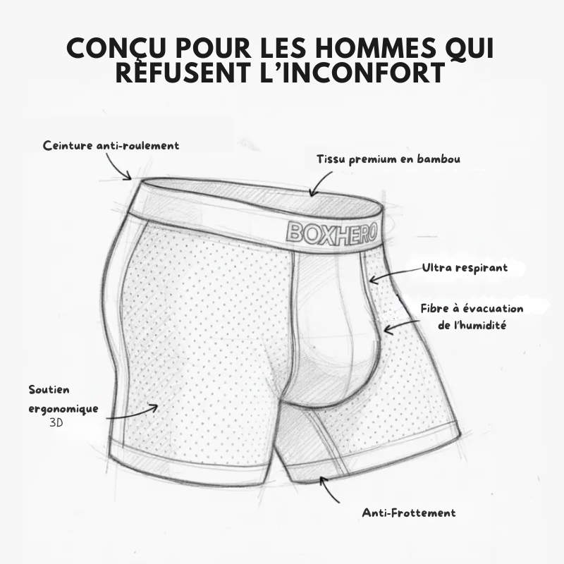 BOXER BOXHERO 1.0 EN FIBRE DE BAMBOU - CONFORT RÉVOLUTIONNÉ TOUT AU LONG DE LA JOURNÉE